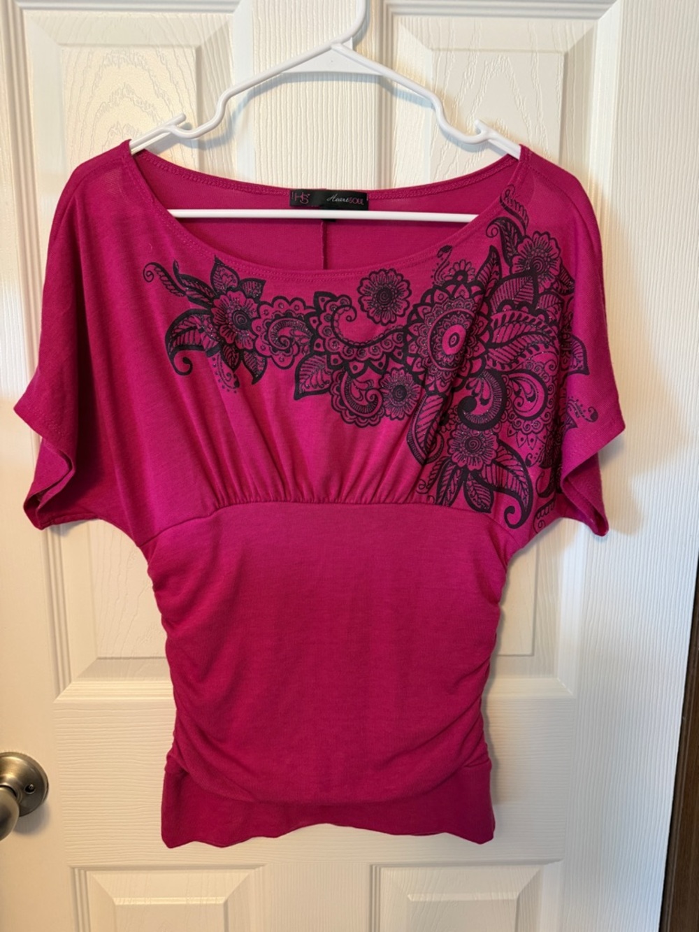 HeartSoul Fuchsia Floral Print Dolman Top